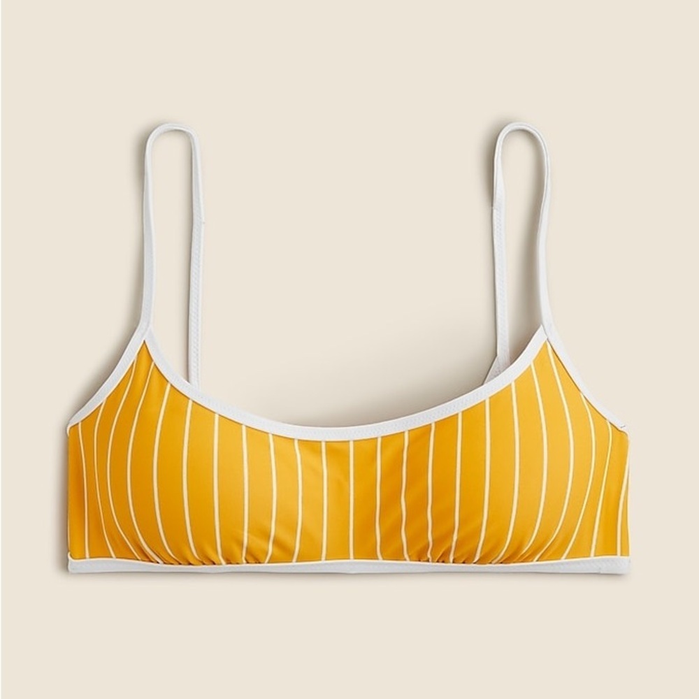J. Crew Squareneck string bikini top in stripe warm sunflower